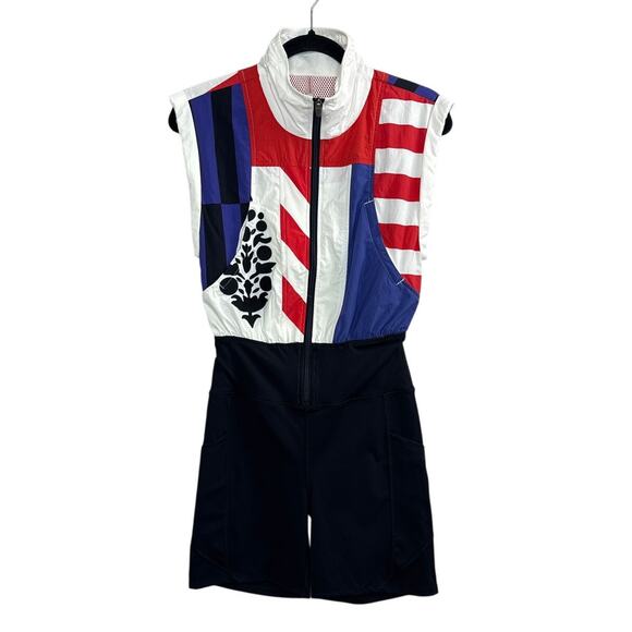 New Free People Movement Race To The Top Onesie Red/White/Blue Combo Size XS - Picture 4 of 7